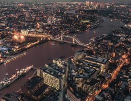 aerial view of city during dawn