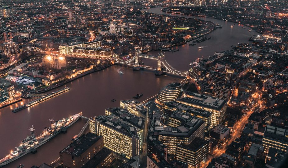 aerial view of city during dawn